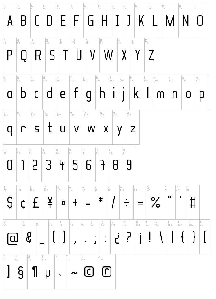 Soul Lotion font map